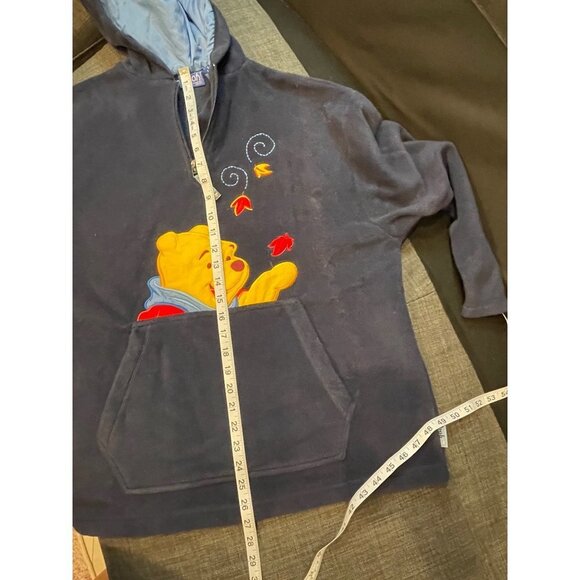 Pooh Disney Navy Embroidered Polyester Hooded Pullover with Pocket Sz S - Picture 6 of 11